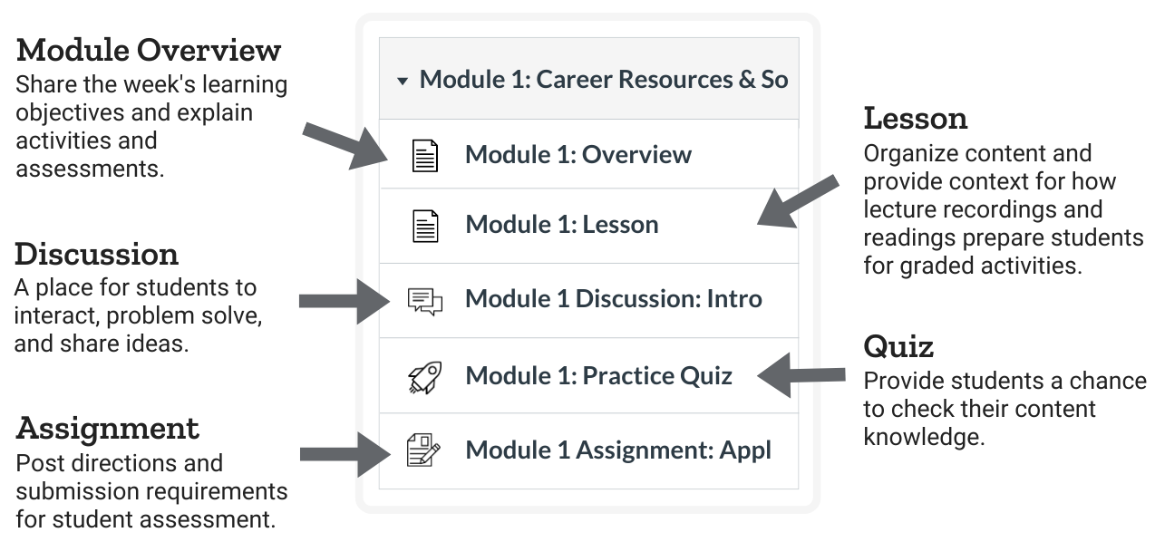 description of elements of module organization in ICON