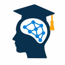 an image of a brain with circuitry with a graduation mortarboard