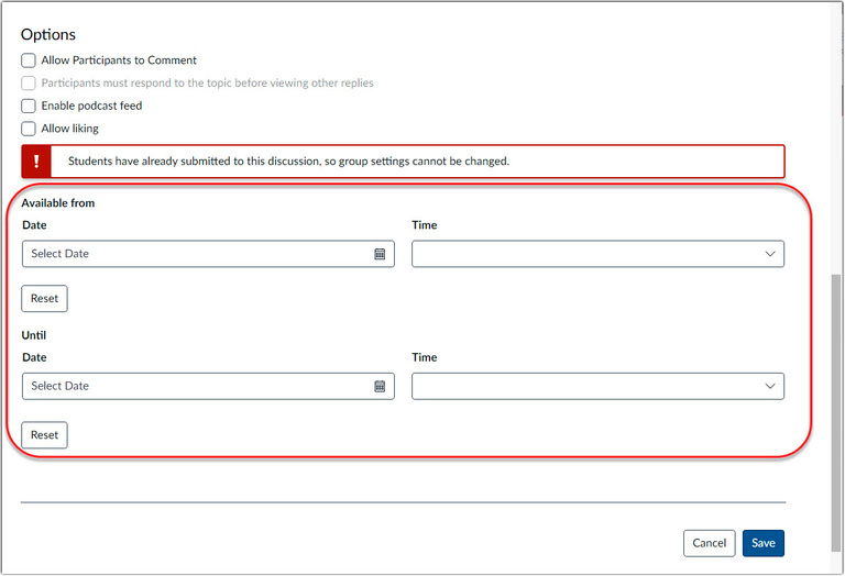 Manage Announcement Availability Dates