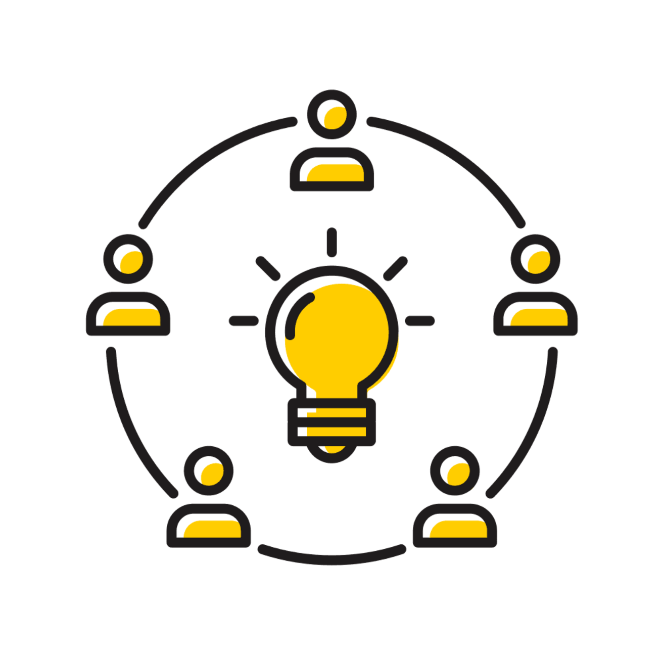 an image of a lightbulb with human figures around it